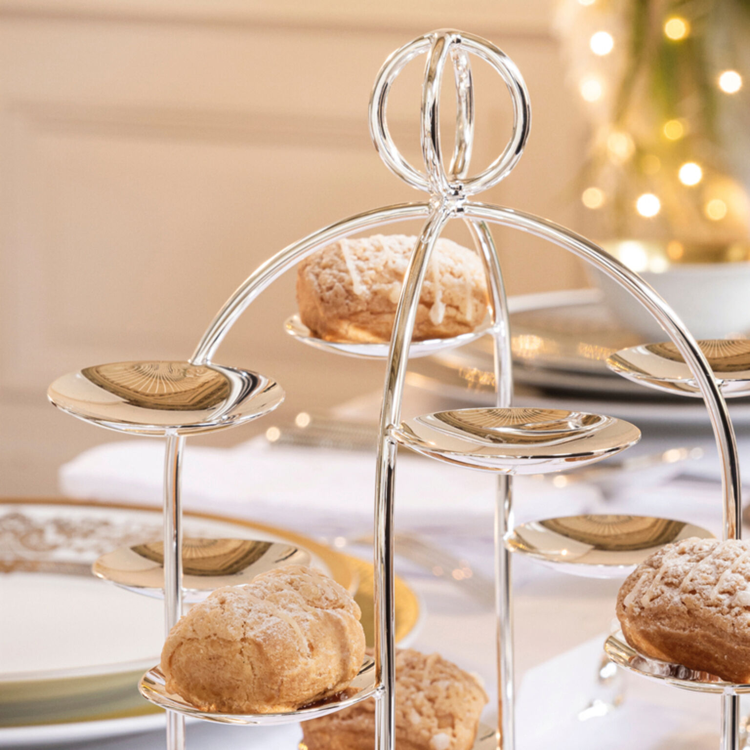 Pastry stand , Mirror Silverplated , Latitude Escapade, Ercuis